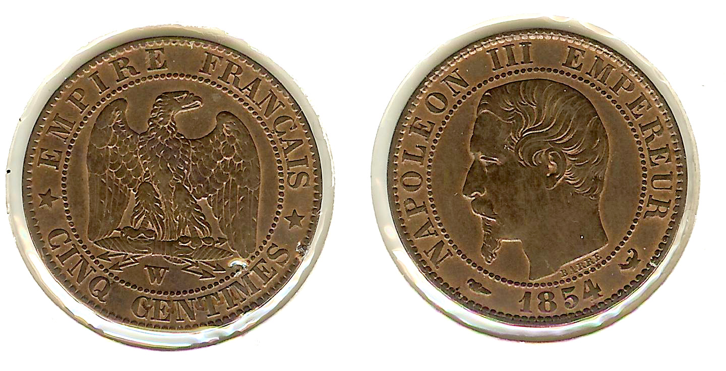 5 centimes Napoleon III 1854W gEF